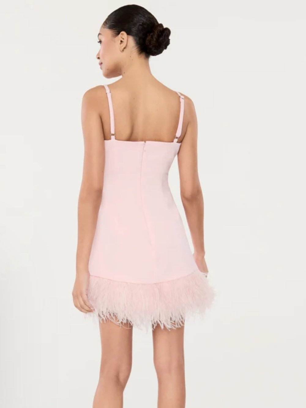 ✨Like New✨ Likely Mariany Pink Feather Mini Dress Sz 4 - Picture 3 of 5